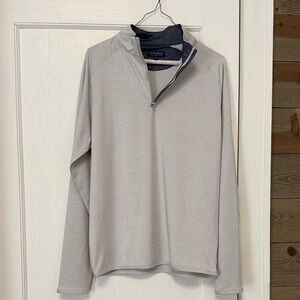 Peter Millar Blue and Cream Quarter-Zip Pullover